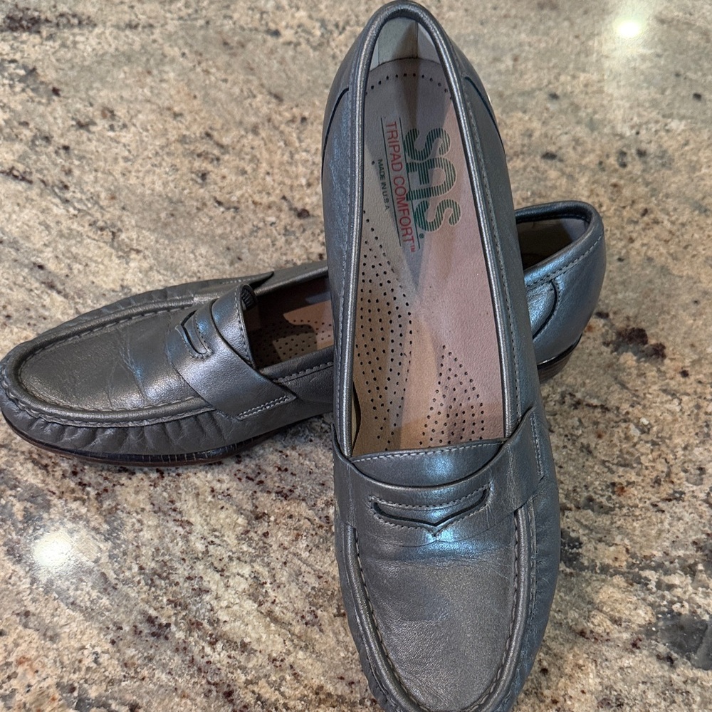 SAS Metallic Gray Loafers